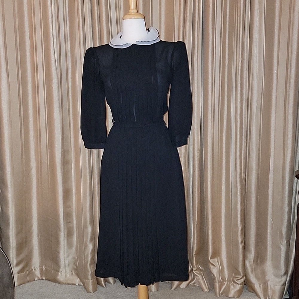 NEXT made in Great Britain Vintage  Black Chiffon Dress Size 10